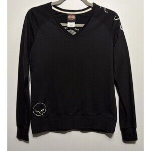 Harley Davidson Women’s Sweatshirt Medium Long Sleeve Top Black WILLIE G Skull